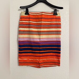 The Limited Orange Striped Pencil Skirt